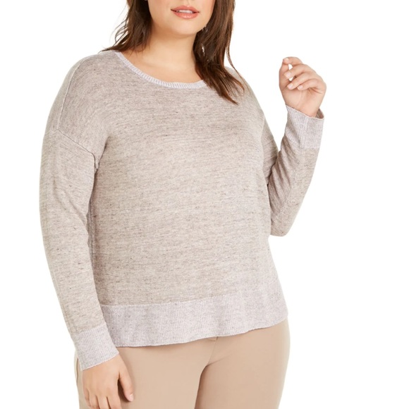 EILEEN FISHER Womens Beige Heather Long Sleeve Round Neck Wear To Work Sweater,All Products : American Fashion Style Bags On Sale